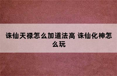 诛仙天禄怎么加道法高 诛仙化神怎么玩